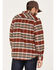 Brixton Men's Bowery Stretch Plaid Print Long Sleeve Utility Flannel Shirt, Burgundy, hi-res