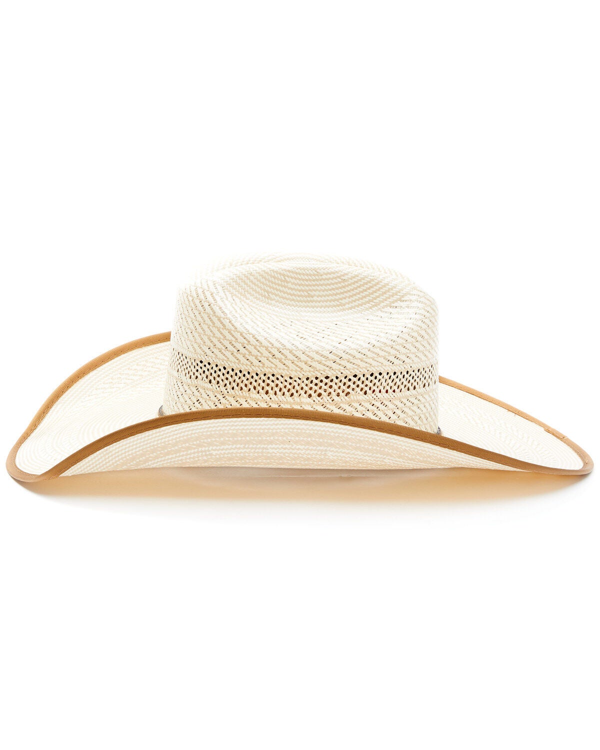 Image #3 - Justin Men's Ivory & Tan Owens Shantung Straw Western Hat, Ivory, hi-res