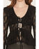 Image #3 - Ash  & Violet Women's Lace Long Sleeve Tie-Front Top, Black, hi-res