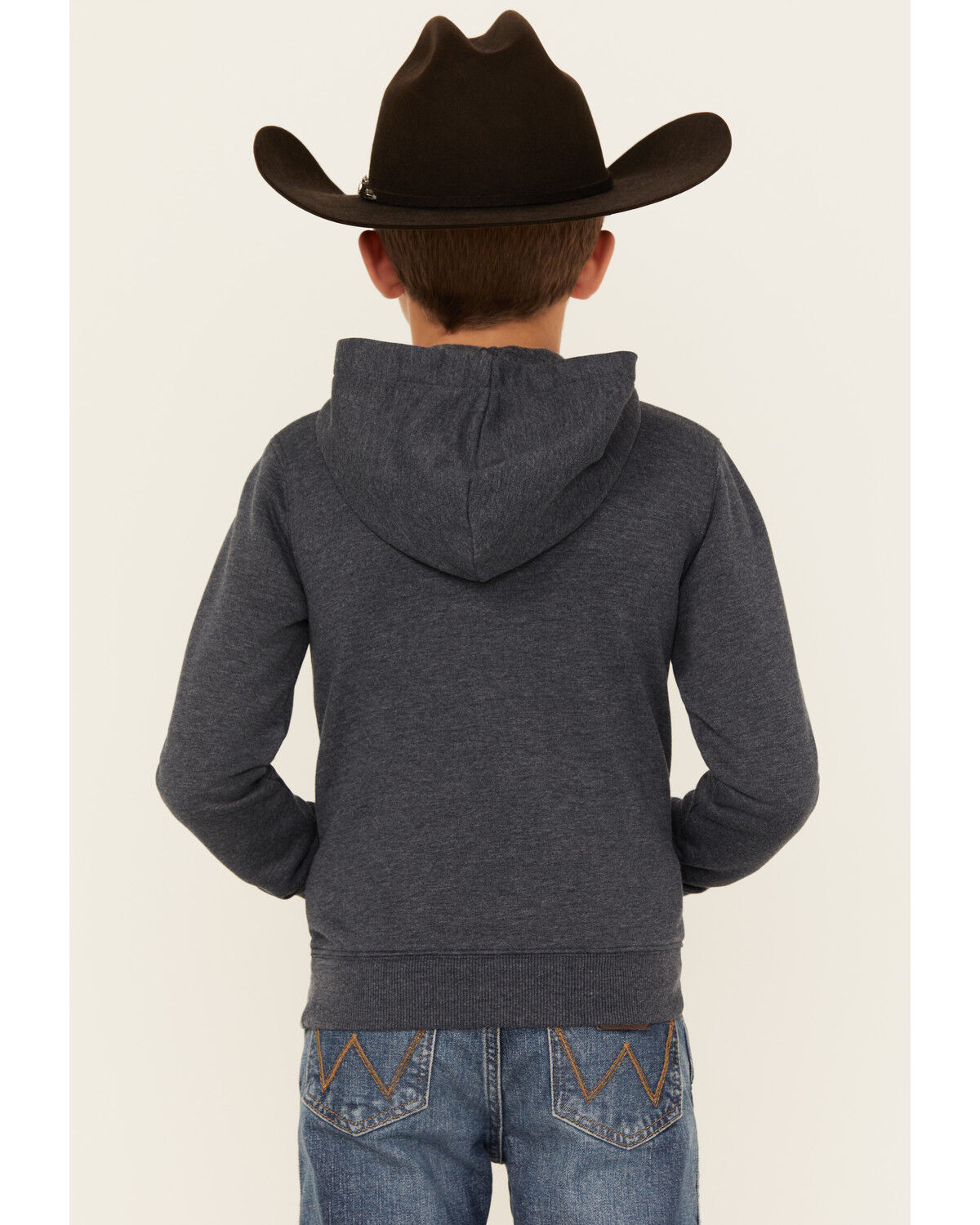 Image #4 - Wrangler Boys' Desert Logo Hooded Sweatshirt, Charcoal, hi-res