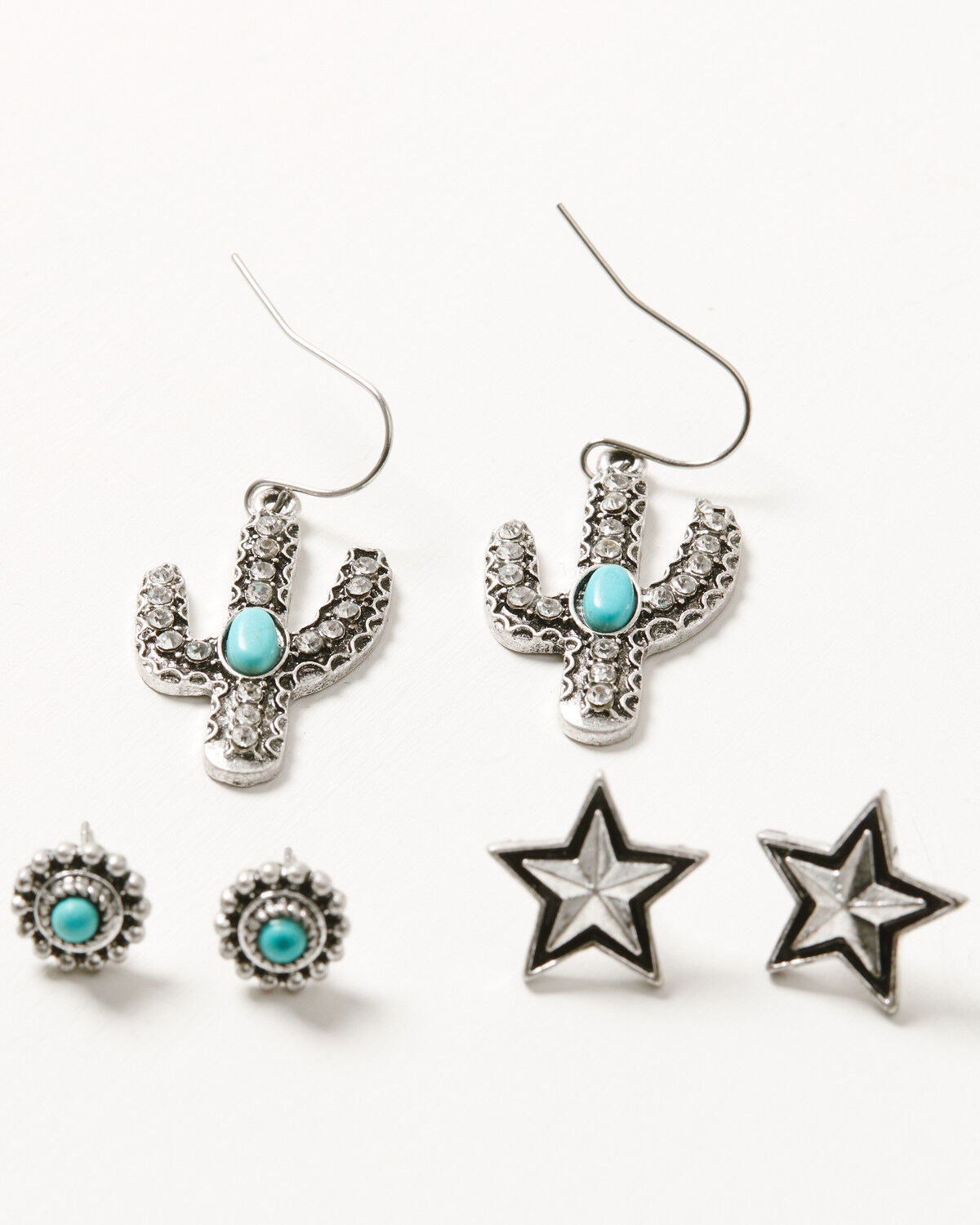 Image #1 - Cowgirl Confetti Women's Beauty Blooms Earring Set - 3 Piece, Turquoise, hi-res