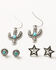Image #1 - Cowgirl Confetti Women's Beauty Blooms Earring Set - 3 Piece, Turquoise, hi-res