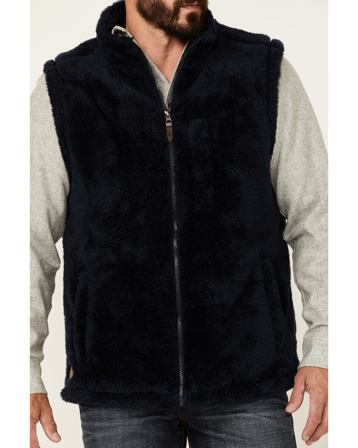 Image #3 - Moonshine Spirit Men's Kern Valley Faux Fur Zip-Front Fleece Vest, Navy, hi-res