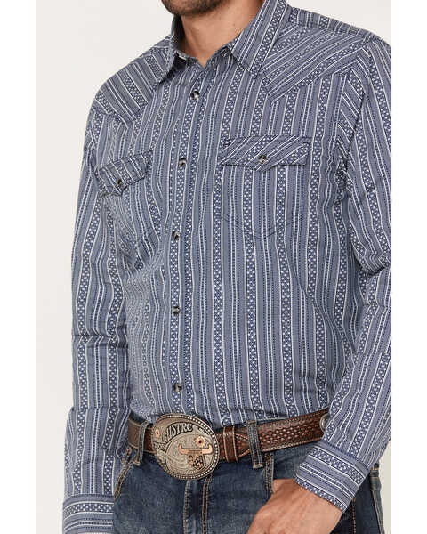 Image #3 - Cody James Men's Born N Raised Striped Long Sleeve Snap Western Shirt - Big & Tall, Navy, hi-res