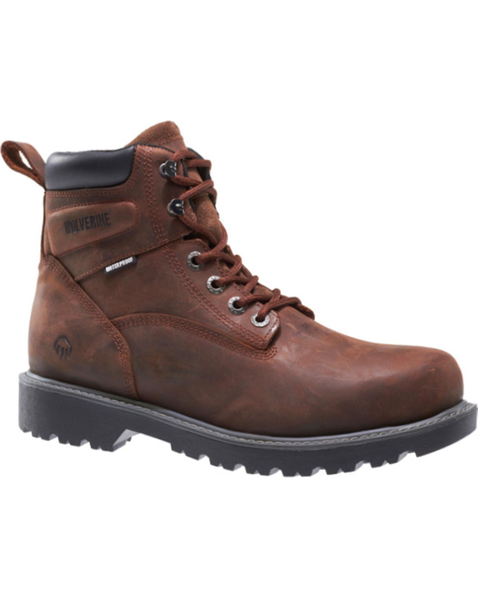 Image #1 - Wolverine Men's Floorhand Waterproof 6" Work Boots - Round Toe, Dark Brown, hi-res