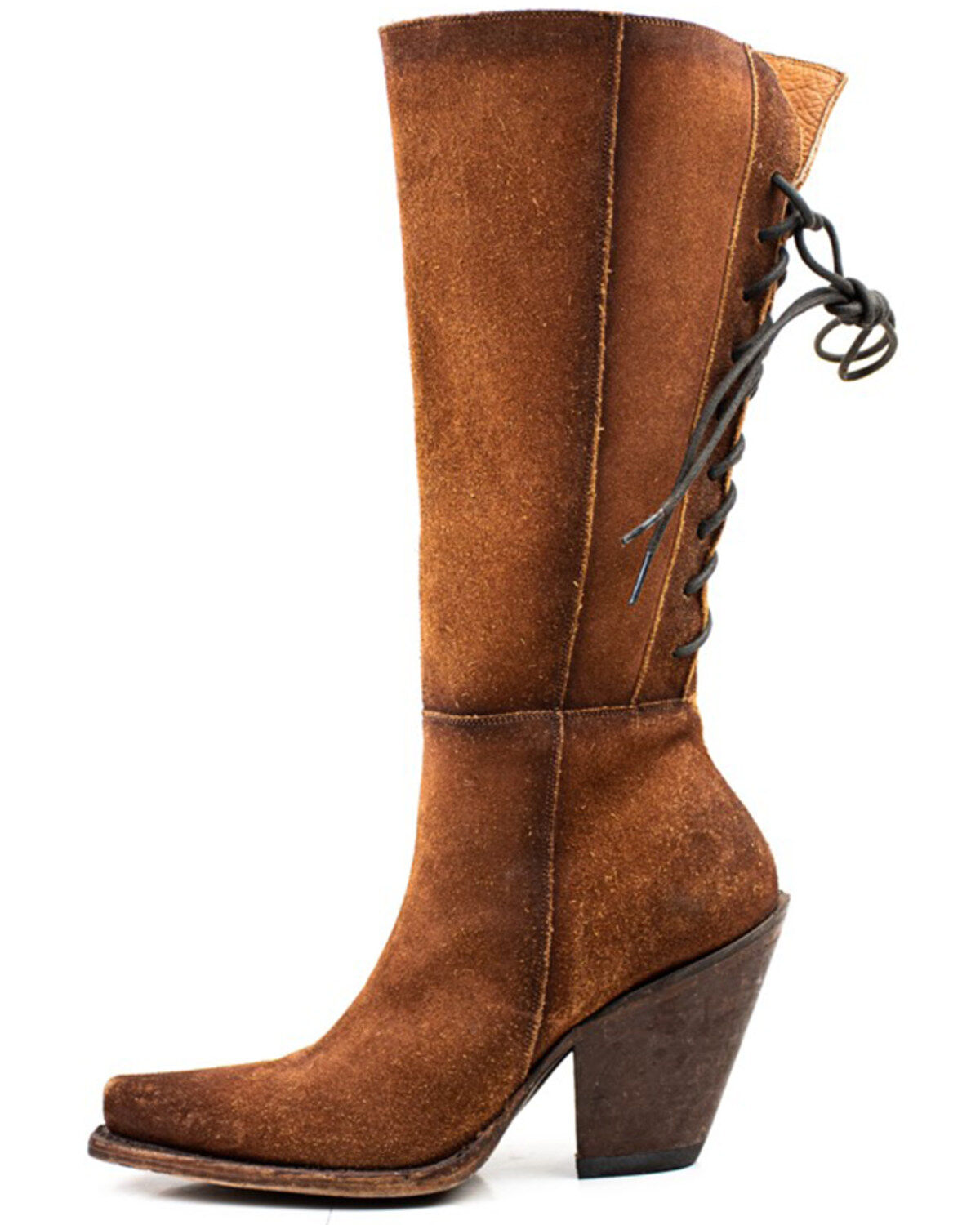 Image #3 - Dan Post Women's Corsette Back Lace Tall Western Leather Boots - Snip Toe, Red, hi-res