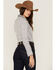 Panhandle Women's Digital Bandana Print Pearl Snap Western Shirt, White, hi-res