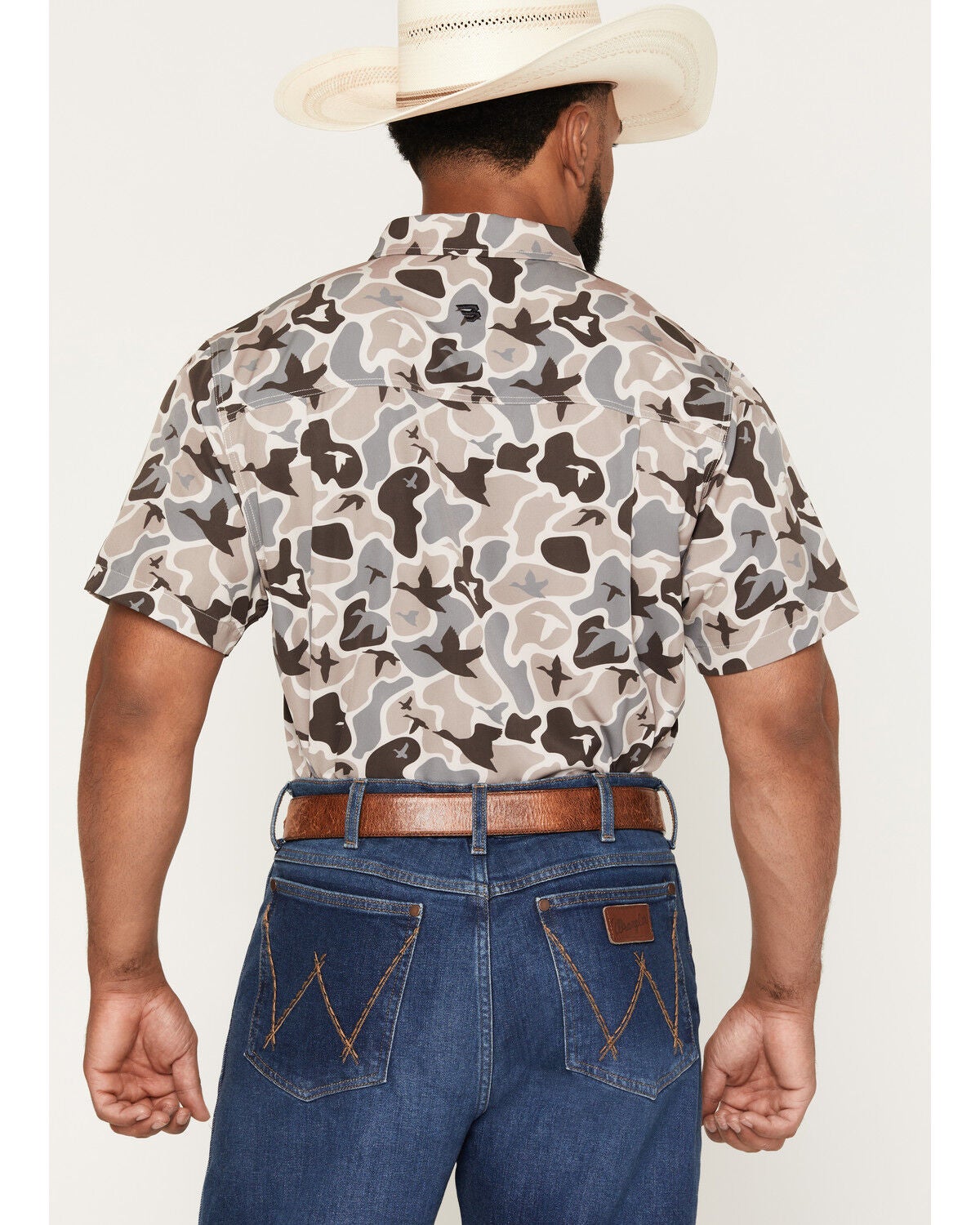 Image #4 - Burlebo Men's Mallard Camo Print Short Sleeve Button-Down Performance Western Shirt, Camouflage, hi-res