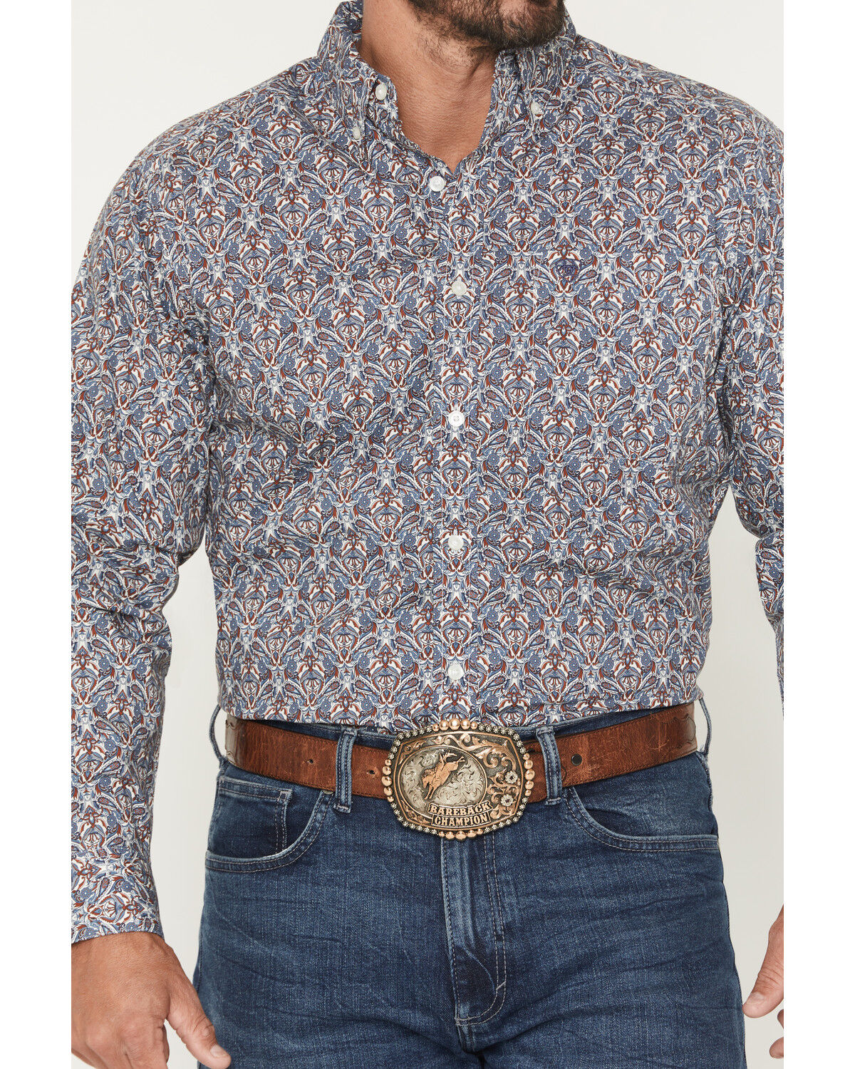 Image #3 - Ariat Men's Tegan Floral Print Long Sleeve Button-Down Western Shirt, Blue, hi-res