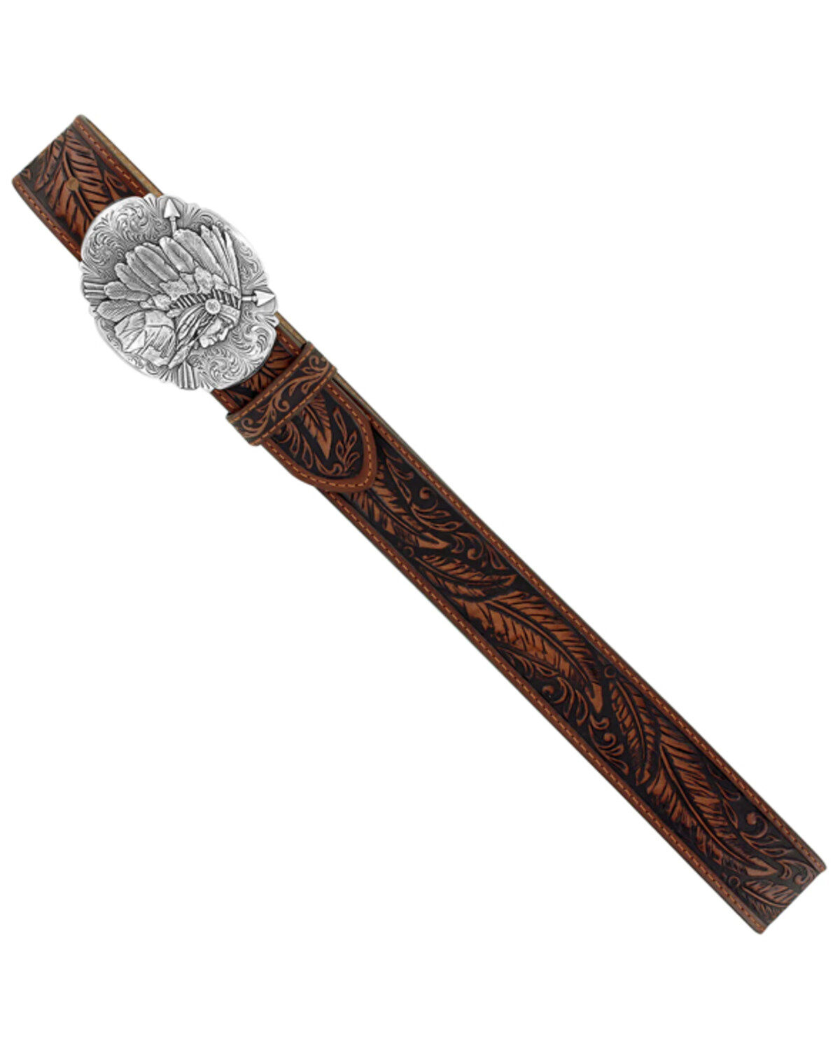 Image #3 - Tony Lama Men's Tan Feather Tooled Western Belt, Tan, hi-res