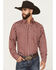 Image #1 - Wrangler Men's Plaid Print Long Sleeve Button-Down Stretch Western Shirt, Burgundy, hi-res