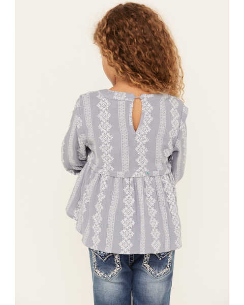 Image #4 - Hayden LA Girls' Printed Long Sleeve Woven Shirt , Blue, hi-res