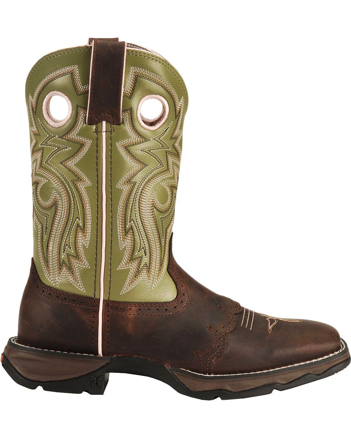 Image #2 - Durango Lady Rebel Green Saddle Cowgirl Boots - Square Toe, , hi-res