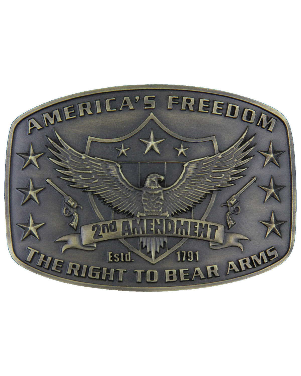 Image #1 - Montana Silversmith's 2nd Amendment Heritage Attitude Buckle, Gold, hi-res