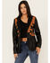 Image #1 - Rock & Roll Denim Women's Western Detail Faux Leather Blazer, Black, hi-res