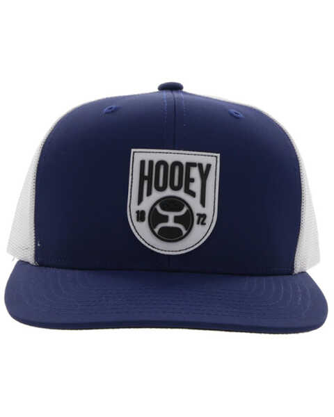 Hooey Men's Bronx Rubber Logo Patch Mesh Back Trucker Cap, Navy, hi-res