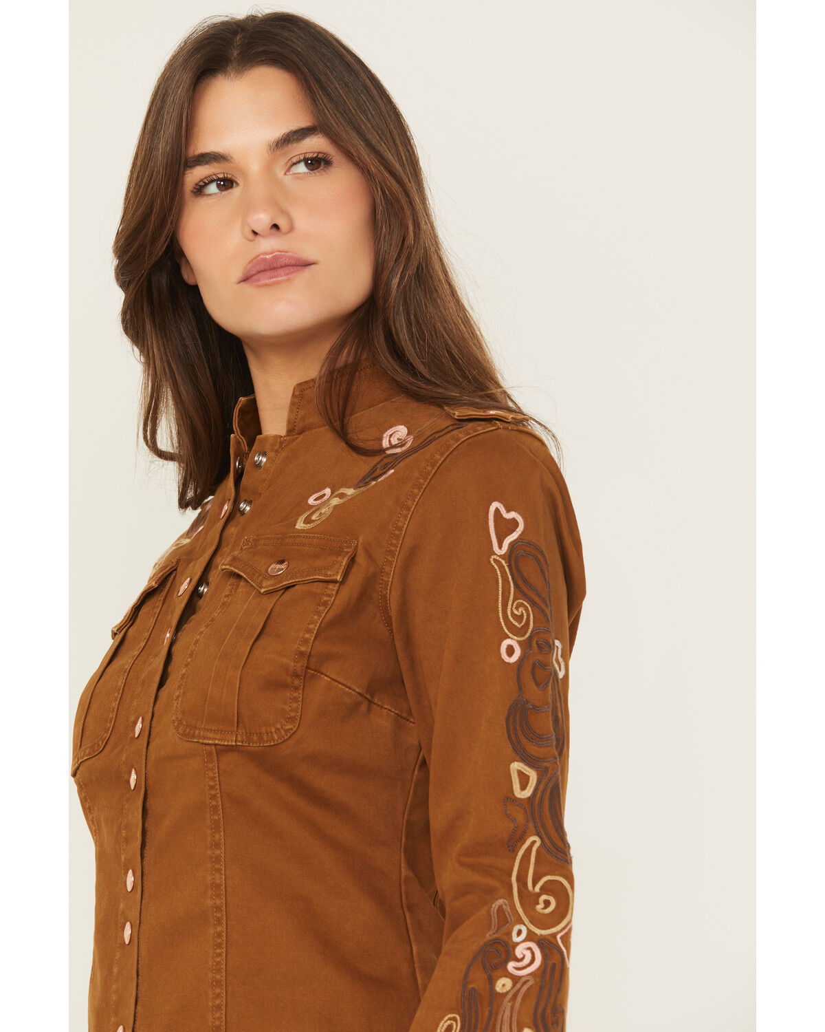 Image #2 - Wrangler X Lainey Wilson Women's Wildflower Embroidered Jacket, Brown, hi-res