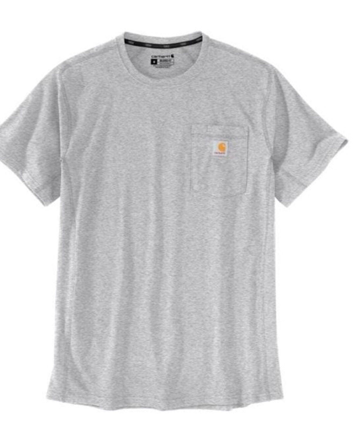 Carhartt Men's Heather Gray Force Relaxed Midweight Short Sleeve Work Pocket T-Shirt - Tall, Heather Grey, hi-res
