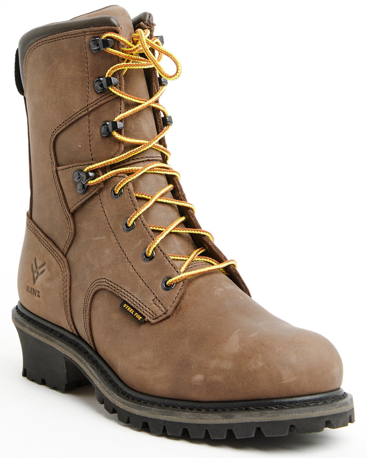 Hawx Men's 8" Logger Lace-Up Waterproof Work Boot - Steel Toe, Chocolate, hi-res