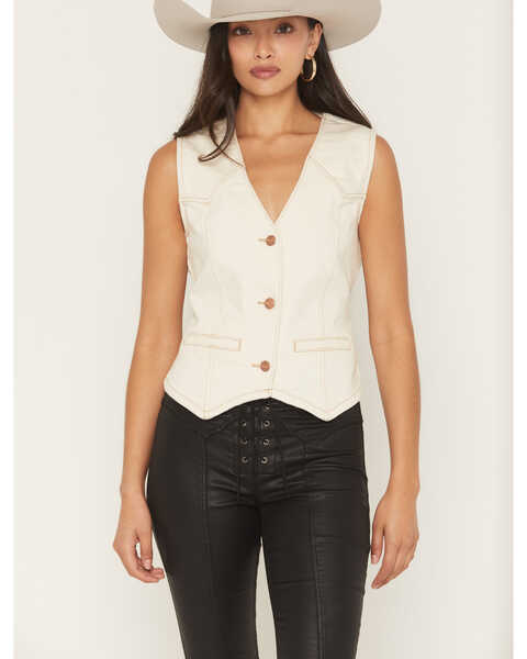 Wrangler Retro Women's Button-Down Denim Vest, White, hi-res