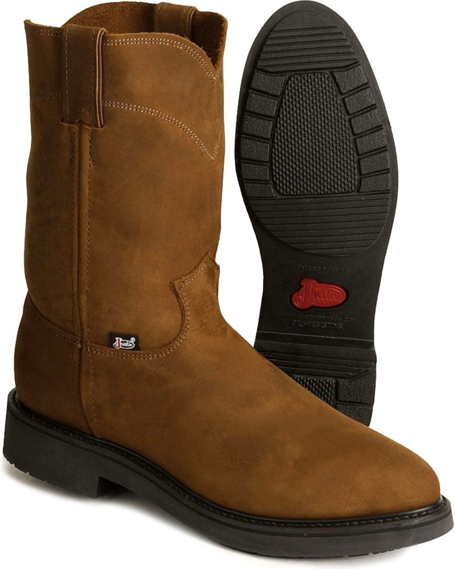 Justin slip on work boots store