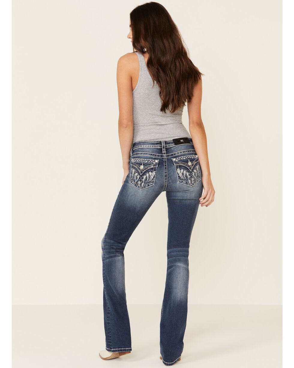 T3473bv Miss Me Womens Dark Wash Chained Cross 32 Bootcut Jeans