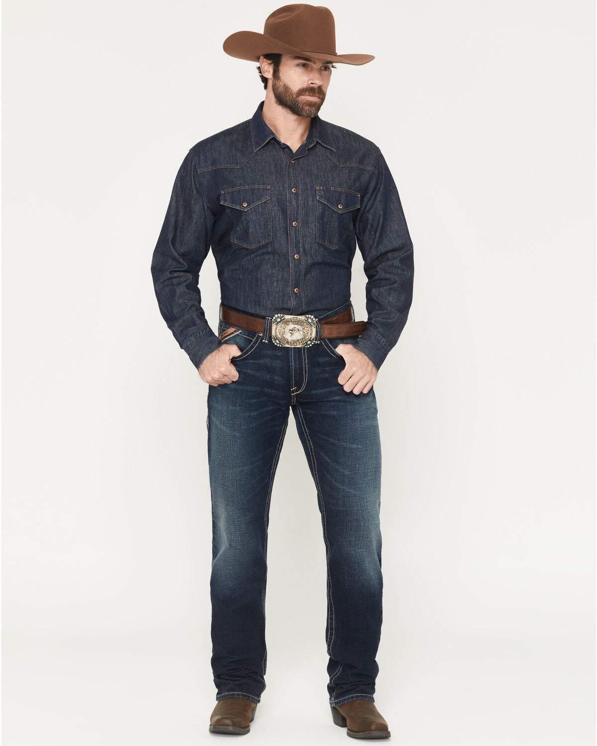 Ariat Men's Boot Barn Exclusive M4 Nightingale Dark Wash Relaxed Straight Rigid Denim Jeans - Big, Dark Wash, hi-res