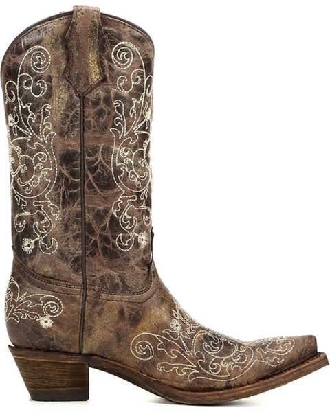 Image #2 - Corral Youth Embroidered Snip Toe Western Boots, , hi-res