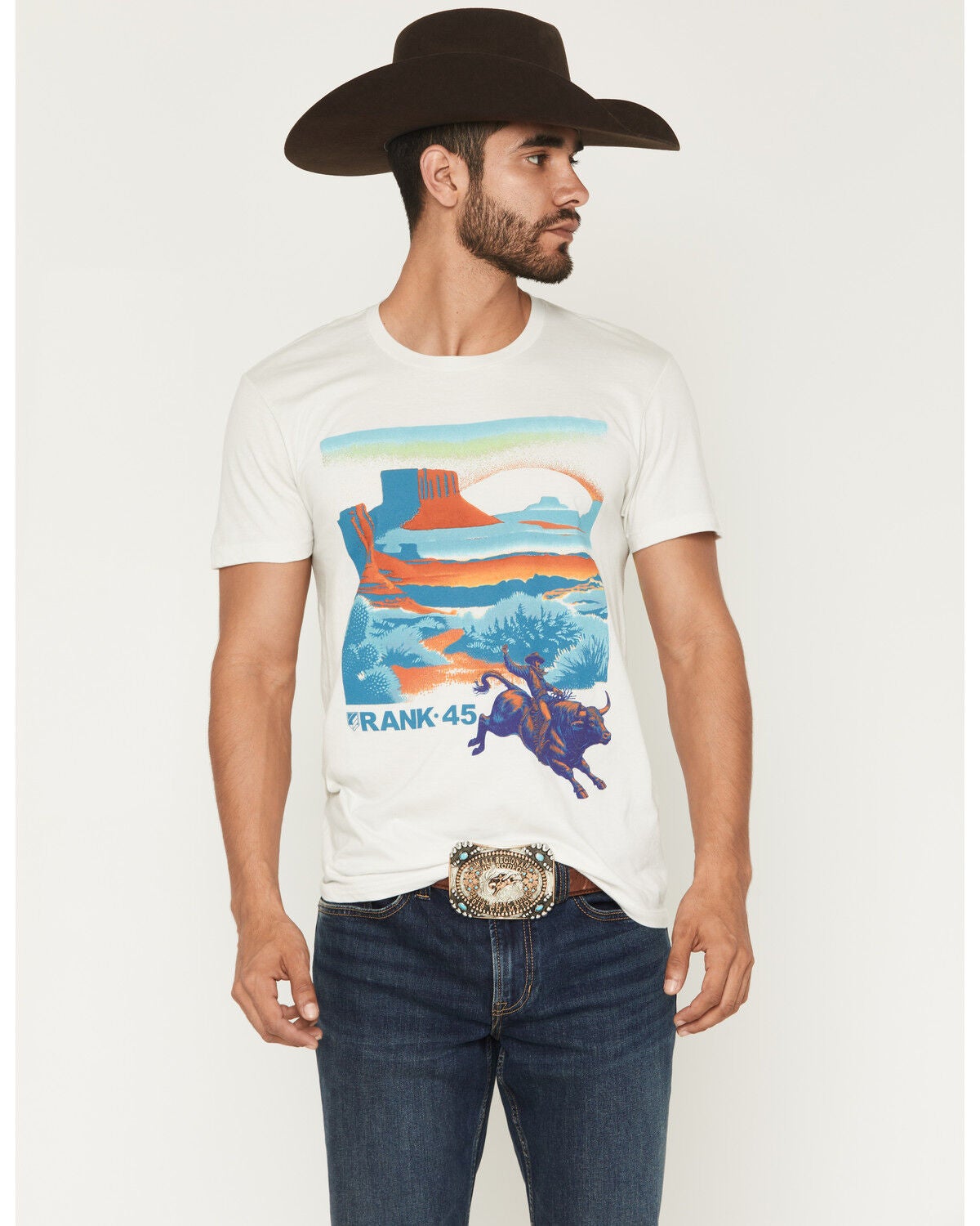 RANK 45&reg; Men's Bull Desert Bull Rider Short Sleeve Graphic T-Shirt, Natural, hi-res