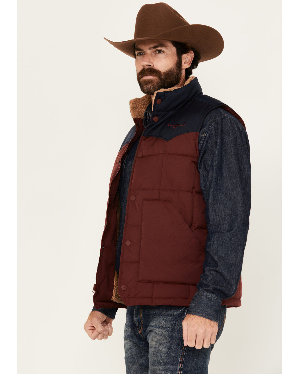 Image #3 - Kimes Ranch Men's Muir Trail Colorblock Quilted Vest, Burgundy, hi-res