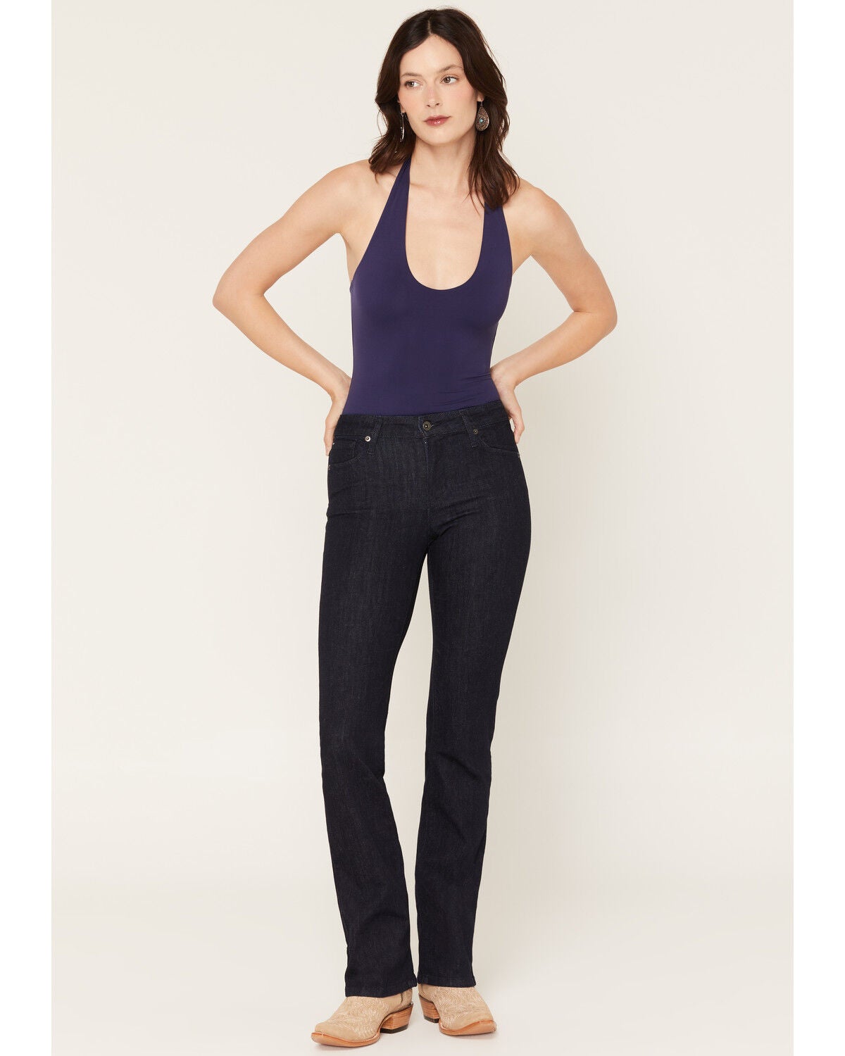 Image #1 - Haala Women's Vintage Dark Wash Venice Bootcut Stretch Denim Jeans, Dark Wash, hi-res
