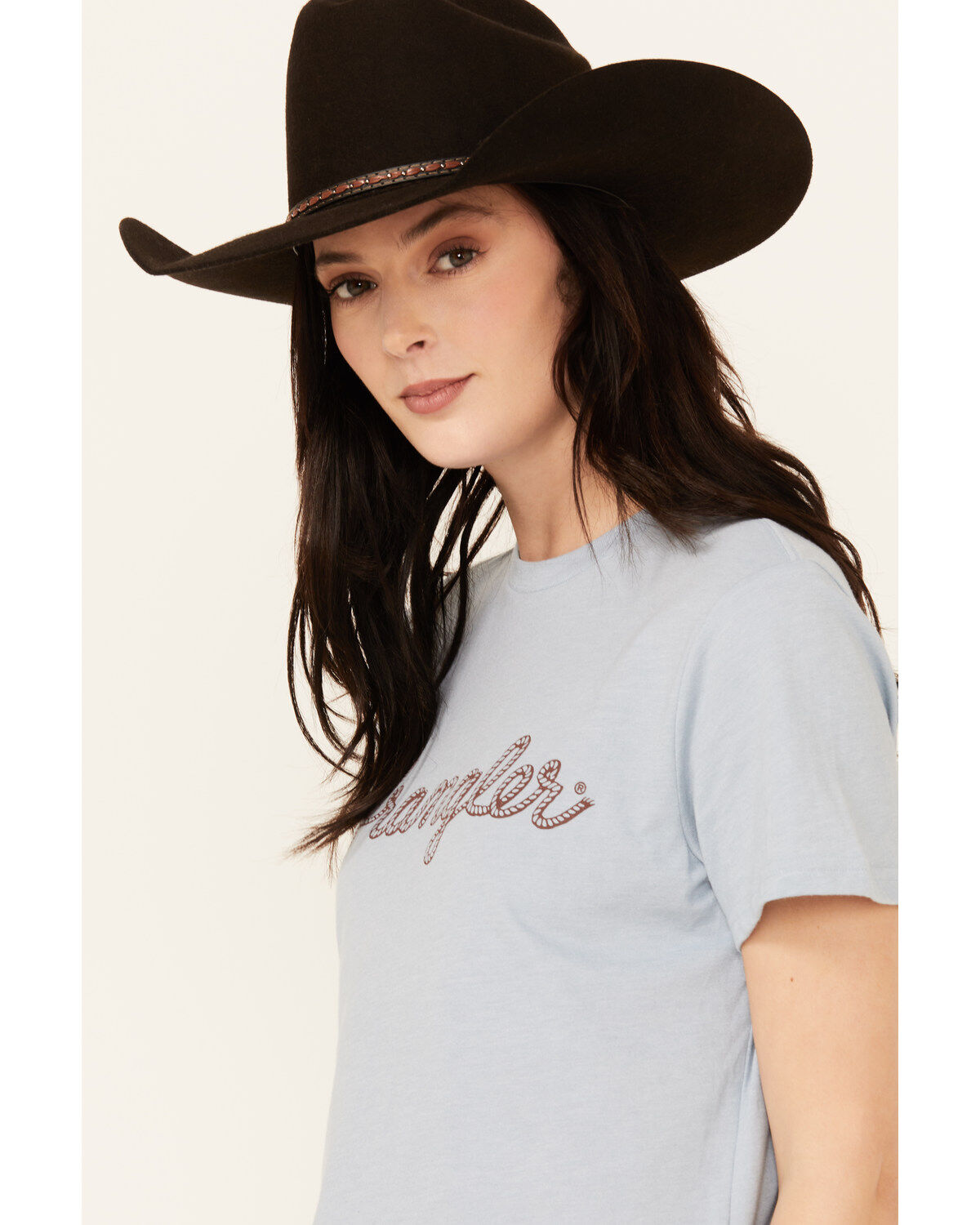 Image #2 - Wrangler Women's Logo Short Sleeve Graphic Tee, Light Blue, hi-res