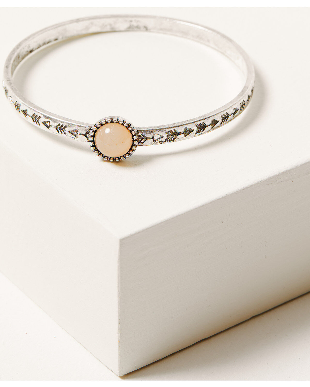 Image #3 - Shyanne Women's 4-piece Silver Turquoise & Peach Moonstone Bangle Bracelet Set, Silver, hi-res