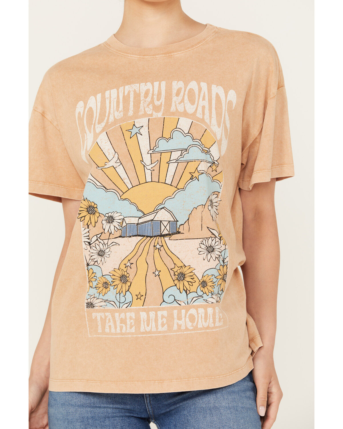 Image #3 - Cleo + Wolf Women's Country Roads Short Sleeve Oversized Graphic Tee, Lt Brown, hi-res