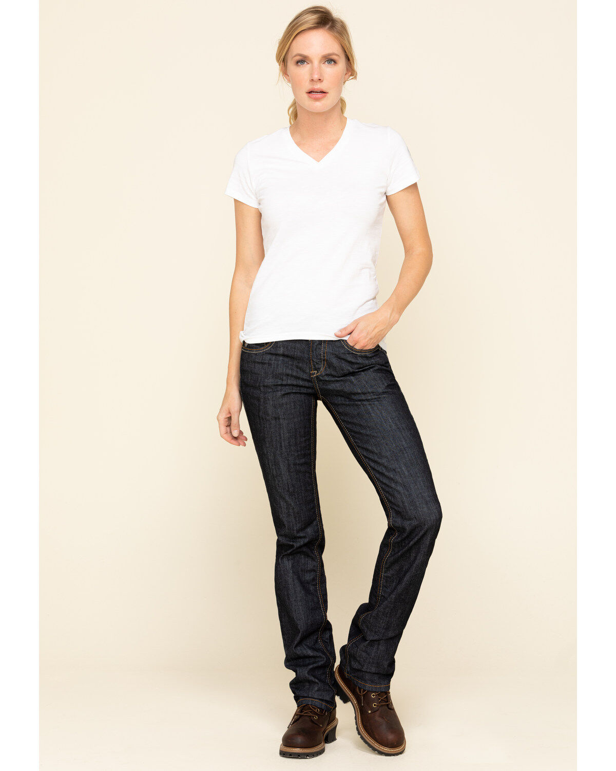 Image #6 - Dovetail Workwear Women's White Solid V-Neck Work Tee, White, hi-res