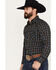 Image #2 - Ely Walker Men's Plaid Print Long Sleeve Pearl Snap Western Shirt, Black, hi-res