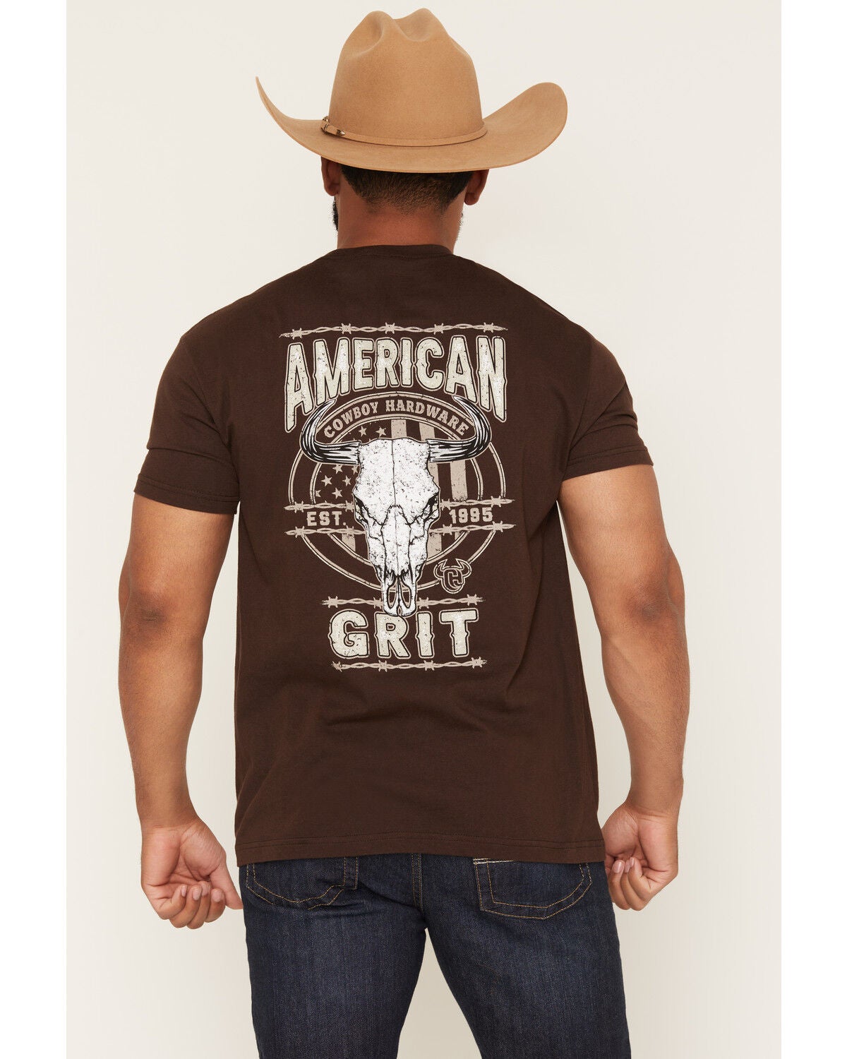 Cowboy Hardware Men's American Grit Short Sleeve Graphic T-Shirt, Brown, hi-res