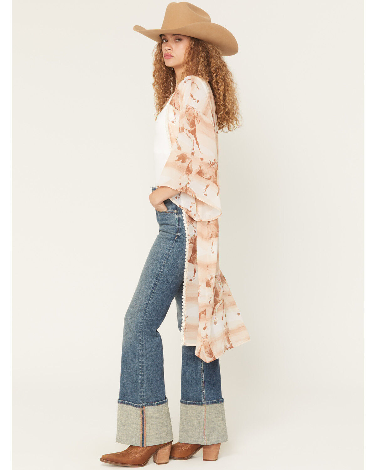 Image #2 - Wild Moss Women's Horse Print Kimono, Multi, hi-res