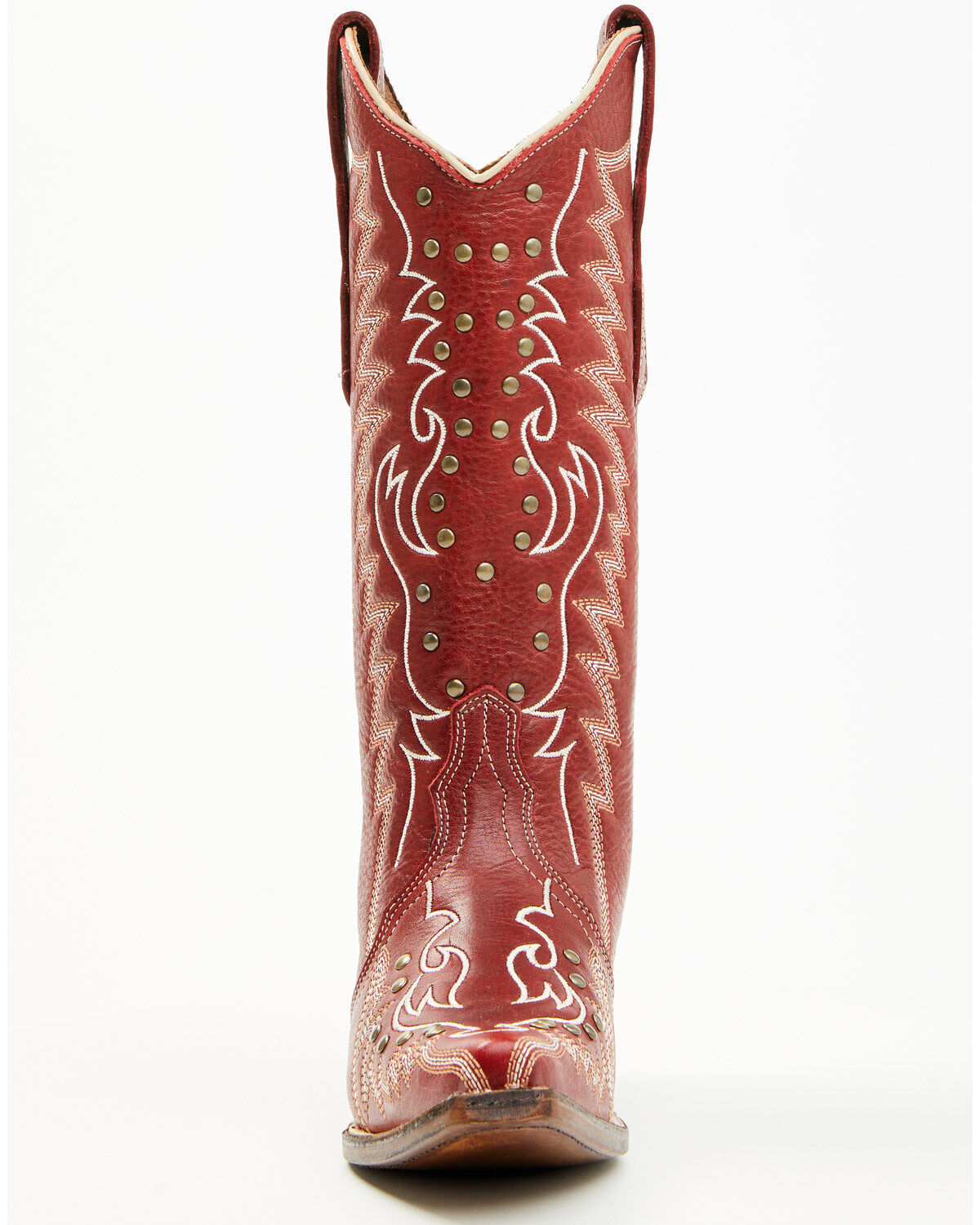 Image #4 - Circle G Women's Studded Western Boots - Snip Toe, Red, hi-res