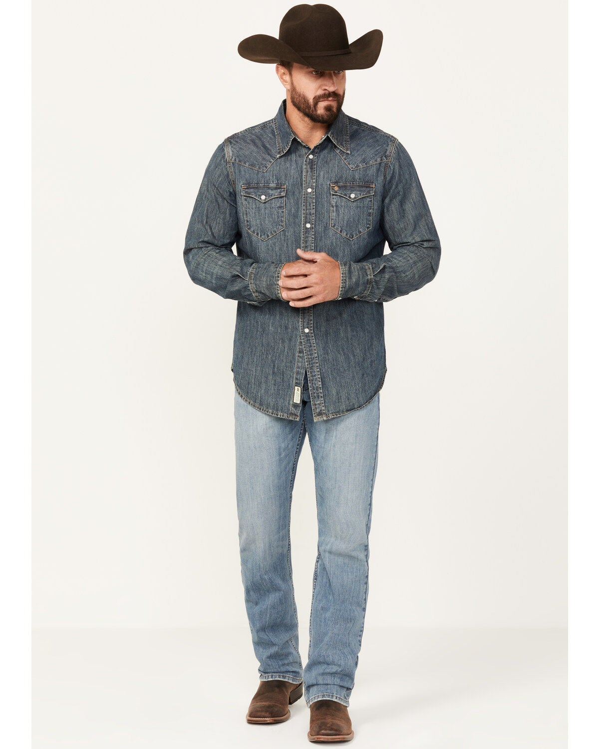 Moonshine Spirit&reg; Men's Whiskey Wash Decker Slim Straight Stretch Denim Jeans, Medium Wash, hi-res