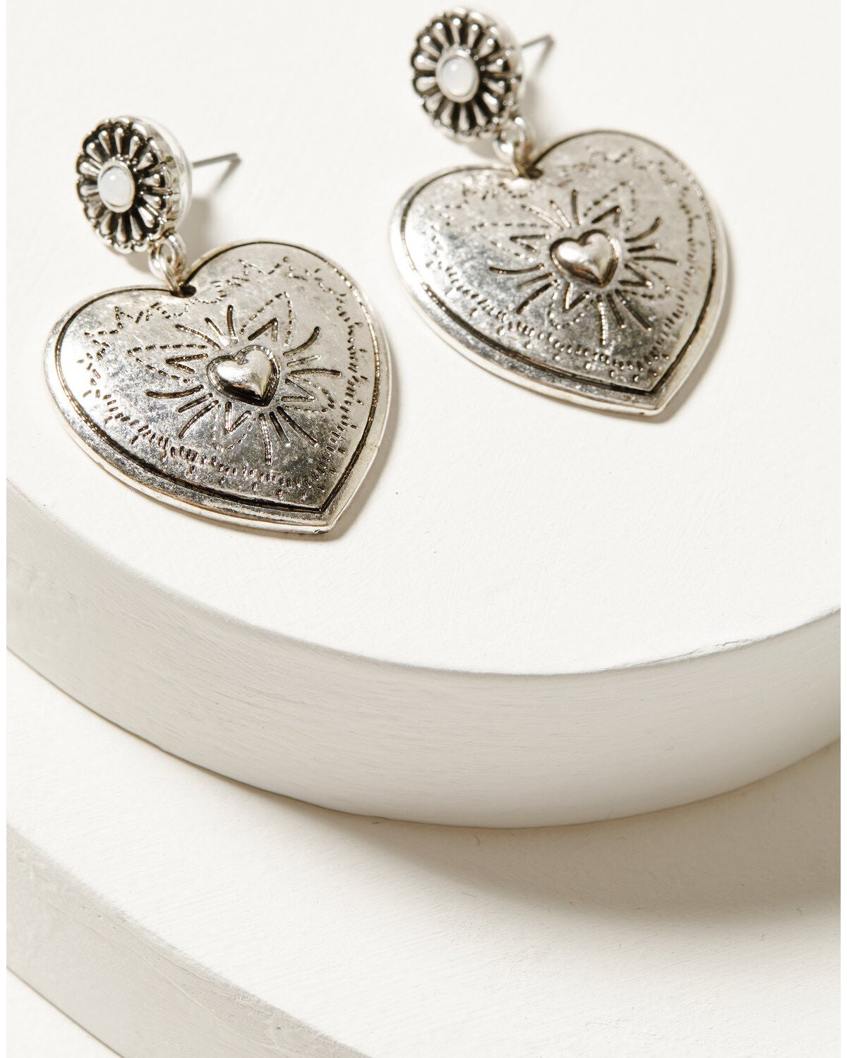 Shyanne Women's Heart Statement Earrings, Silver, hi-res