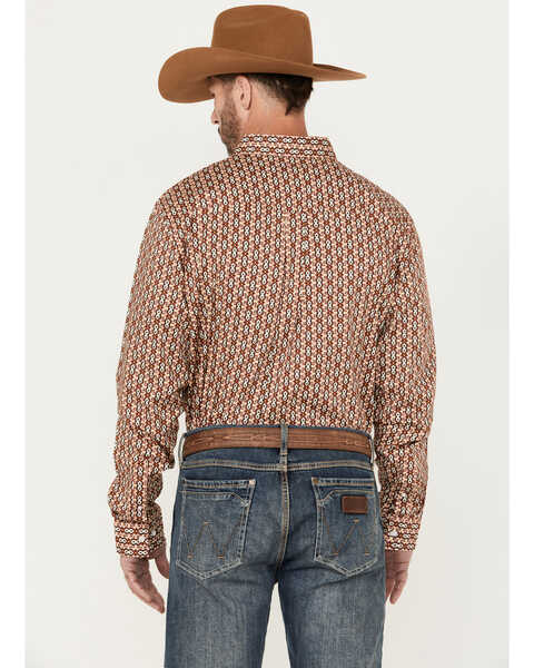 Image #4 - RANK 45® Men's Spur Printed Long Sleeve Button-Down Stretch Western Shirt , Pecan, hi-res