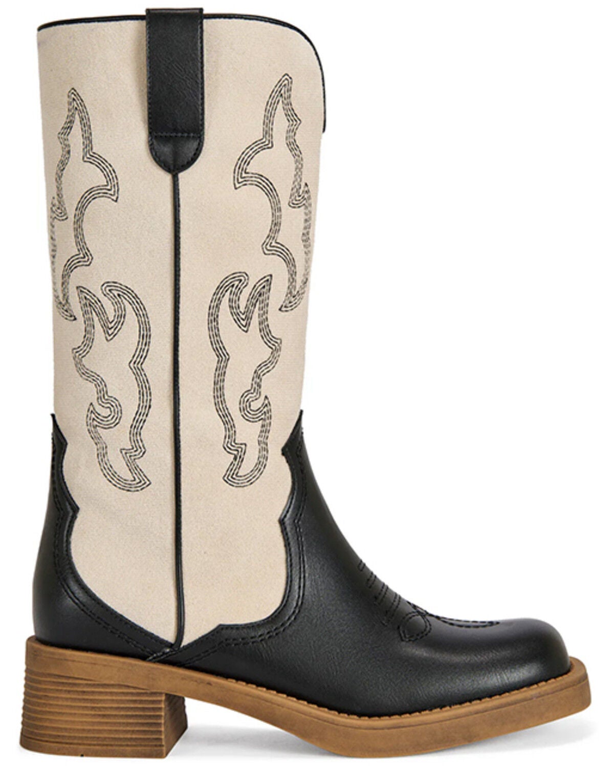 Image #2 - Azalea Wang Women's Mariana Western Boots - Square Toe, Black/white, hi-res