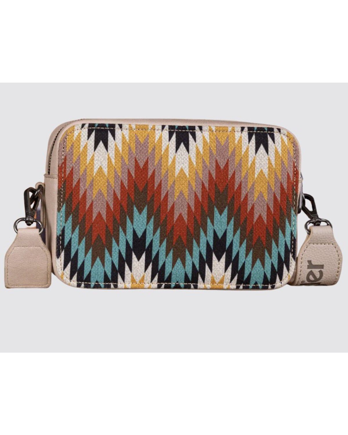 Image #2 - Wrangler Women's Southwestern Print Dual Sided Crossbody Purse with Wallet Compartment, Tan, hi-res