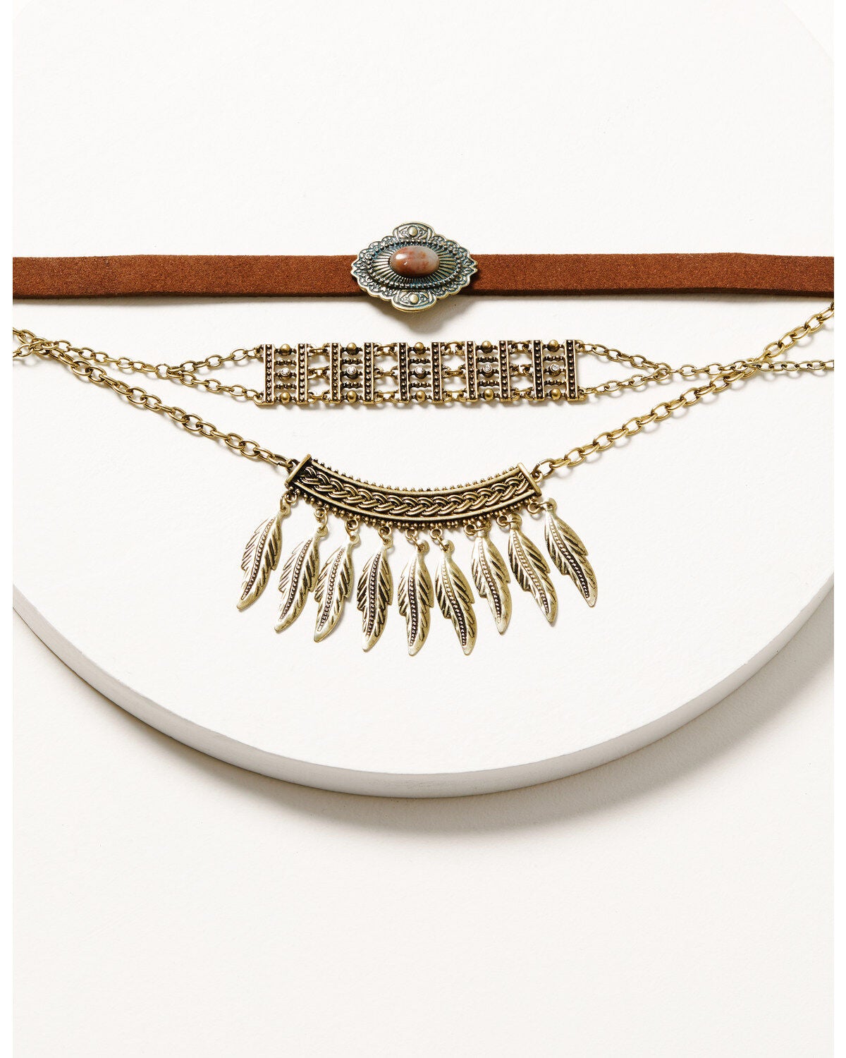 Image #1 - Shyanne Women's Winslow Concho Choker Necklace, Gold, hi-res