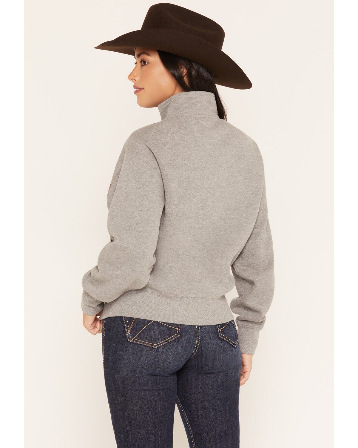 Image #4 - Ariat Women's Selena 1/2 Zip Pullover Sweatshirt, Grey, hi-res