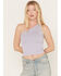 Fornia Women's Top One One Shoulder Ribbed Cami Top, Lavender, hi-res