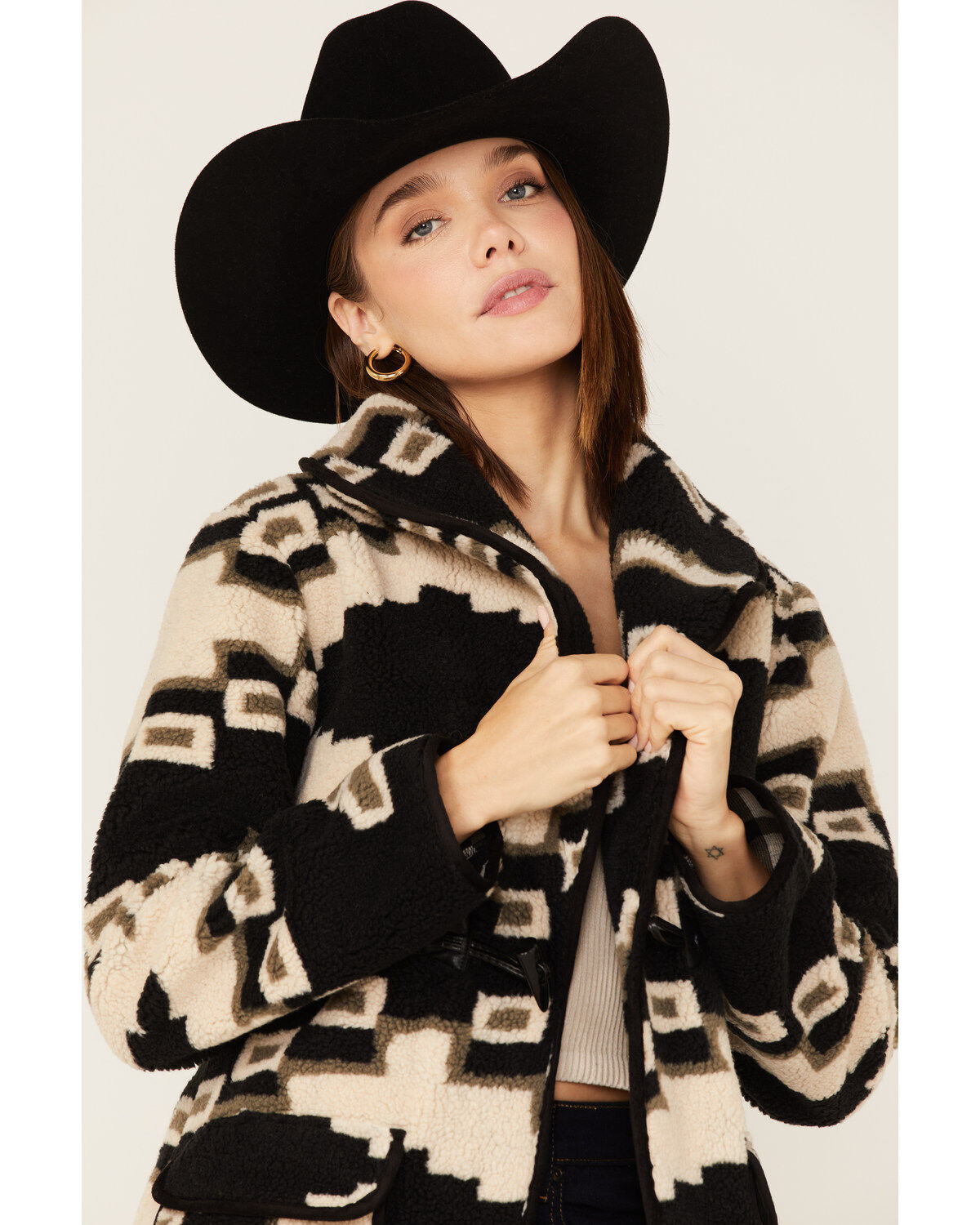 Image #2 - Tasha Polizzi Women's Becket Southwestern Print Sherpa Blanket Coat, , hi-res