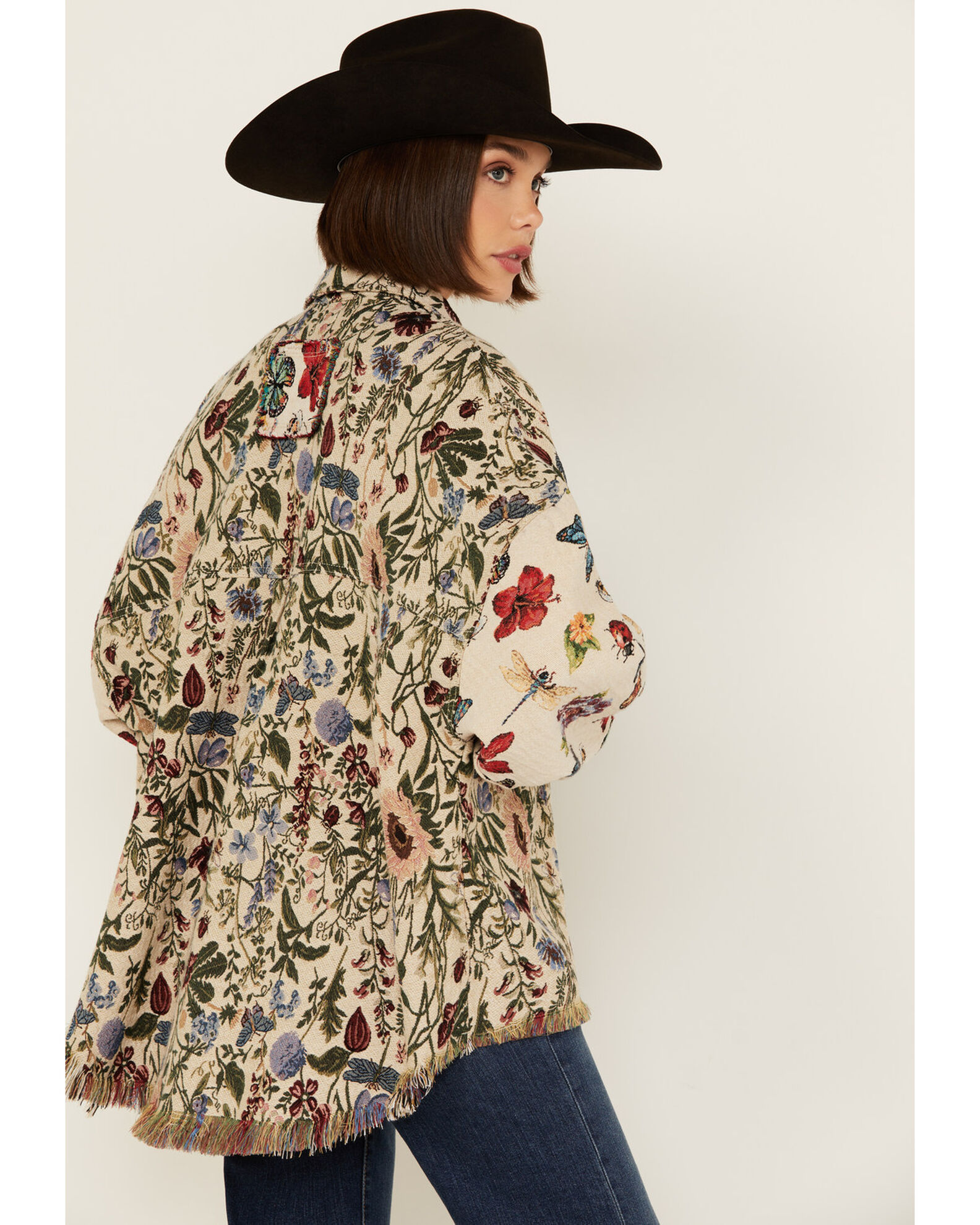 POL Women's Floral Tapestry Shacket
