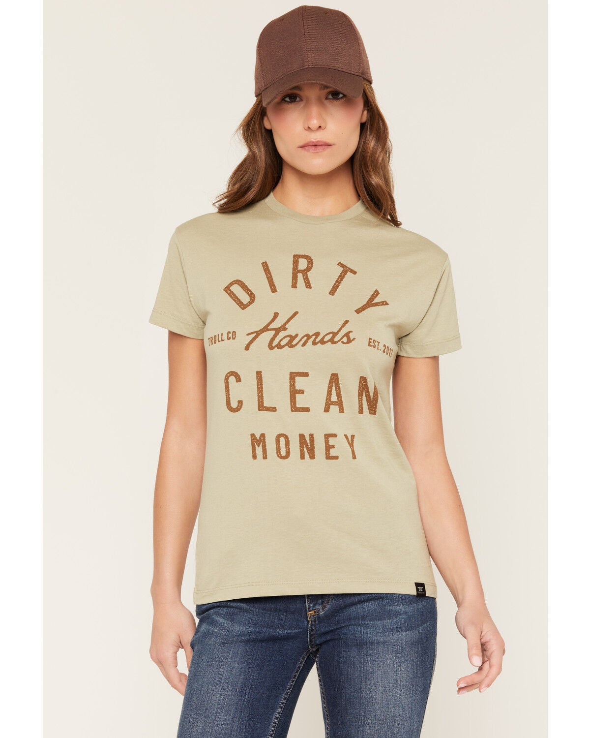 Troll Co Women's Juno Short Sleeve Graphic Work Tee, Beige, hi-res